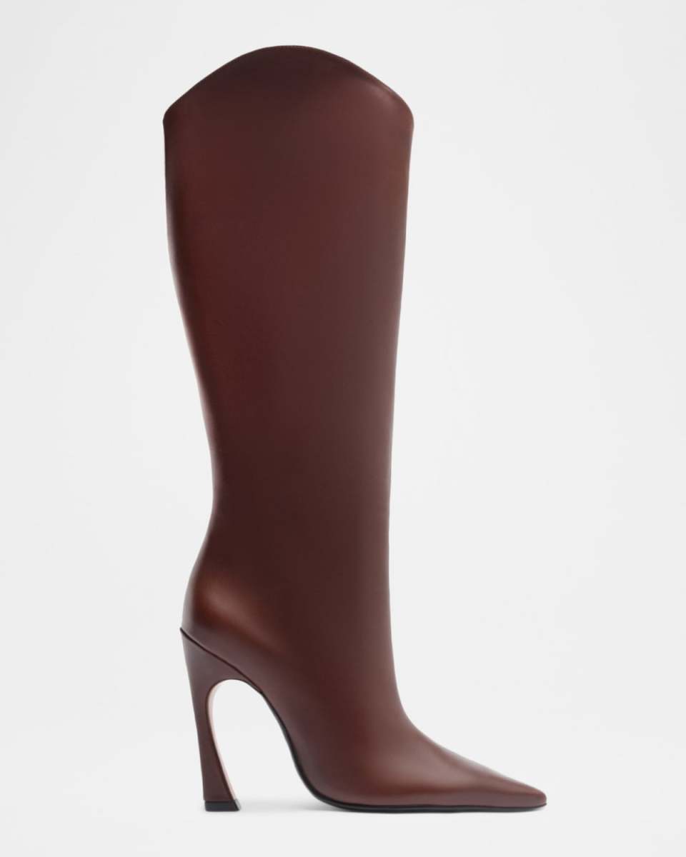 Maryann Up Curve Leather Knee-High Boots
